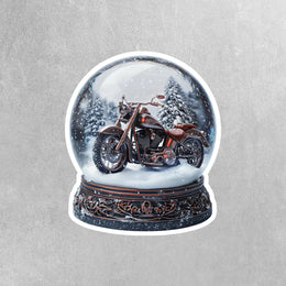 Winter Snow Globe Sticker - Motorcycle Water Globe Sticker - Motorcycle Sticker
