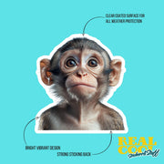 Monkey Sticker - Cute Animal Vinyl Decal, Monkey Wall Art, Fun Jungle Decor, Car Stickers & Party Favors