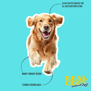 Golden Retriever Running Sticker - Golden Retriever Decal for Water Bottles, Car & Laptop - Cute Golden Retriever Dog Vinyl Art