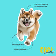 Akita Running Sticker - Akita Decal for Water Bottles, Car & Laptop - Cute Akita Dog Vinyl Art