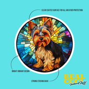 Yorkie Sticker - Stained Glass Yorkie Decal for Dog Lovers, Cute Pet Art, Waterproof Vinyl Design, Home & Car Decor