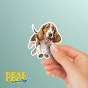 Basset Hound Running Sticker - Basset Hound Decal for Water Bottles, Car & Laptop - Cute Basset Hound Dog Vinyl Decal