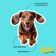 Dachshund Running Sticker - Brown Dachshund Decal for Water Bottles, Car & Laptop - Cute Dachshund Dog Vinyl Decal