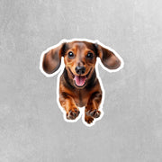 Dachshund Running Sticker - Brown Dachshund Decal for Water Bottles, Car & Laptop - Cute Dachshund Dog Vinyl Decal