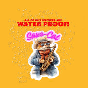 Saxo-Cat Sticker | Saxophone Playing Cat | Fun Musician Cat Art | Cute Cat Decal | Gifts for Musicians & Cat Lovers