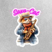 Saxo-Cat Sticker | Saxophone Playing Cat | Fun Musician Cat Art | Cute Cat Decal | Gifts for Musicians & Cat Lovers