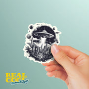 UFO Sticker | Cute Alien Design Vinyl Decal for Laptop, Water Bottle & Personalization | Space Aesthetic Gift