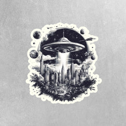 UFO Sticker | Cute Alien Design Vinyl Decal for Laptop, Water Bottle & Personalization | Space Aesthetic Gift