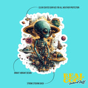 Alien Sticker | Cute Alien Design Vinyl Decal for Laptop, Water Bottle & Personalization | Space Aesthetic Gift