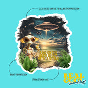 UFO Sticker | Cute Alien Beach Sticker | Alien Sticker | Space Aesthetic Gift