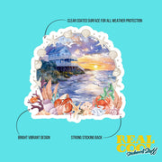 Beach House Sticker | Waterproof Vinyl Decal for Home Decor, Coastal Aesthetic, Summer Vibe, Beach Lover Gift, Handmade Art