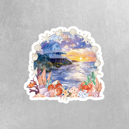 Beach House Sticker | Waterproof Vinyl Decal for Home Decor, Coastal Aesthetic, Summer Vibe, Beach Lover Gift, Handmade Art
