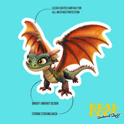 Flying Dragon Sticker - Cute Dragon Decal for Water Bottle, Cartoon Sticker, Playful Home Decor & Gift Ideas