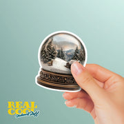 Winter Snow Globe Sticker - Cute Holiday Decor, Snowy Scene Vinyl Stickers for Laptops, Scrapbooking & Gift Tags