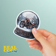 Winter Snow Globe Sticker - Motorcycle Water Globe Sticker - Motorcycle Sticker