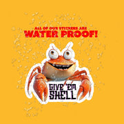 Give Em Shell Sticker | Funny Crab Sticker for Laptops, Water Bottles & Car Decals, Cute Marine Life Décor