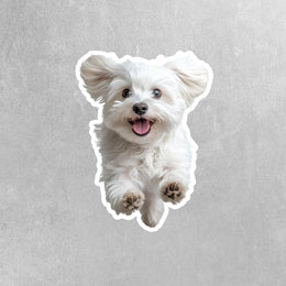 Maltese Running Sticker - Maltese Decal for Water Bottles, Car & Laptop - Cute Maltese Dog Vinyl Art