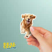 Golden Retriever Running Sticker - Golden Retriever Decal for Water Bottles, Car & Laptop - Cute Golden Retriever Dog Vinyl Art