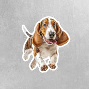 Basset Hound Running Sticker - Basset Hound Decal for Water Bottles, Car & Laptop - Cute Basset Hound Dog Vinyl Decal