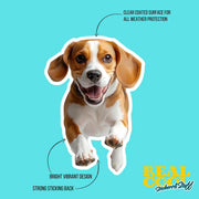 Beagle Running Sticker - Beagle Decal for Water Bottles, Car & Laptop - Cute Beagle Dog Vinyl Decal