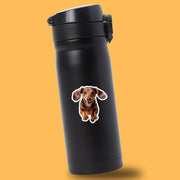 Dachshund Running Sticker - Brown Dachshund Decal for Water Bottles, Car & Laptop - Cute Dachshund Dog Vinyl Decal
