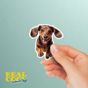Dachshund Running Sticker - Brown Dachshund Decal for Water Bottles, Car & Laptop - Cute Dachshund Dog Vinyl Decal