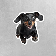 Dachshund Running Sticker - Black Dachshund Decal for Water Bottles, Car & Laptop - Cute Dachshund Dog Vinyl Decal