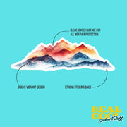Mountain Range Sticker | Watercolor Nature Sticker for Laptop, Water Bottle, & Outdoor Enthusiasts
