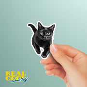 Running Black Cat Sticker - Vinyl Cat Decal, Cute Cat Art, Pet Lover Gift, Car Laptop Sticker, Cat Owner Accessory