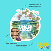 Finger Lakes New York Sticker | Vineyard Decal for Travelers & Nature Lovers