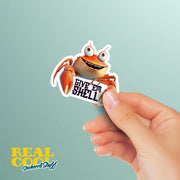 Give Em Shell Sticker | Funny Crab Sticker for Laptops, Water Bottles & Car Decals, Cute Marine Life Décor