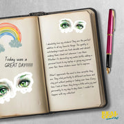 Green Eyes Sticker - Crying Eyes Sticker - Pretty Eyes Sticker