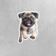 Pug Running Sticker - Pug Decal for Water Bottles, Car & Laptop - Cute Pug Dog Vinyl Decal