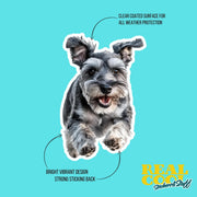 Schnauzer Running Sticker - Schnauzer Decal for Water Bottles, Car & Laptop - Cute Schnauzer Dog Vinyl Decal
