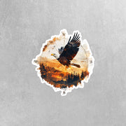 American Eagle Sticker | Compass Design, Double Exposure Eagle Decal, Nature Lover Gift, Outdoor Adventure Decor