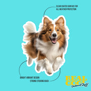 Shetland Sheepdog Running Sticker - Shelti Decal for Water Bottles, Car & Laptop - Cute Shelti Dog Vinyl Decal