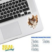 Shetland Sheepdog Running Sticker - Shelti Decal for Water Bottles, Car & Laptop - Cute Shelti Dog Vinyl Decal
