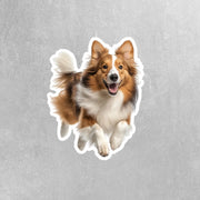 Shetland Sheepdog Running Sticker - Shelti Decal for Water Bottles, Car & Laptop - Cute Shelti Dog Vinyl Decal