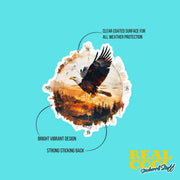 American Eagle Sticker | Compass Design, Double Exposure Eagle Decal, Nature Lover Gift, Outdoor Adventure Decor