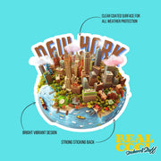 New York Sticker | Isometric NY Art Decal for Laptop, Water Bottle & Phone | NYC Souvenir Gift