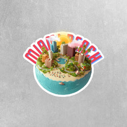 Miami Beach Sticker - Waterproof Vinyl Decal, Tropical Palm Tree Design, Perfect for Laptops, Water Bottles & Travel Mugs