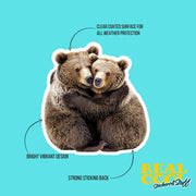 Hugging Brown Bears Sticker | Cute Bears Decal for Laptop, Water Bottle, & Planner - Adorable Bear Gift for Any Occasion