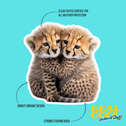 Hugging Cheetah Cubs Sticker | Cute Cheetah Cubs Decal for Laptop, Water Bottle, & Planner - Adorable Cheetah Cubs Gift for Any Occasion