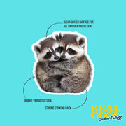 Hugging Racoons Sticker | Cute Racoons Decal for Laptop, Water Bottle, & Planner - Adorable Racoons Gift for Any Occasion
