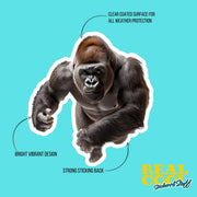 Gorilla Sticker | Running Ape Decal for Water Bottles, Laptop, & Car - Fun Jungle Animal Art