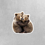 Hugging Brown Bears Sticker | Cute Bears Decal for Laptop, Water Bottle, & Planner - Adorable Bear Gift for Any Occasion