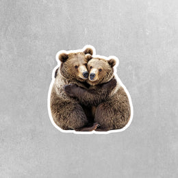Hugging Brown Bears Sticker | Cute Bears Decal for Laptop, Water Bottle, & Planner - Adorable Bear Gift for Any Occasion