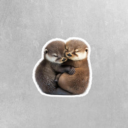 Hugging Otters Sticker | Cute Otters Decal for Laptop, Water Bottle, & Planner - Adorable Otters Gift for Any Occasion