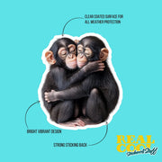 Hugging Chimpanzees Sticker | Cute Chimpanzees Decal for Laptop, Water Bottle, & Planner - Adorable Chimpanzees Gift for Any Occasion