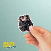 Hugging Chimpanzees Sticker | Cute Chimpanzees Decal for Laptop, Water Bottle, & Planner - Adorable Chimpanzees Gift for Any Occasion